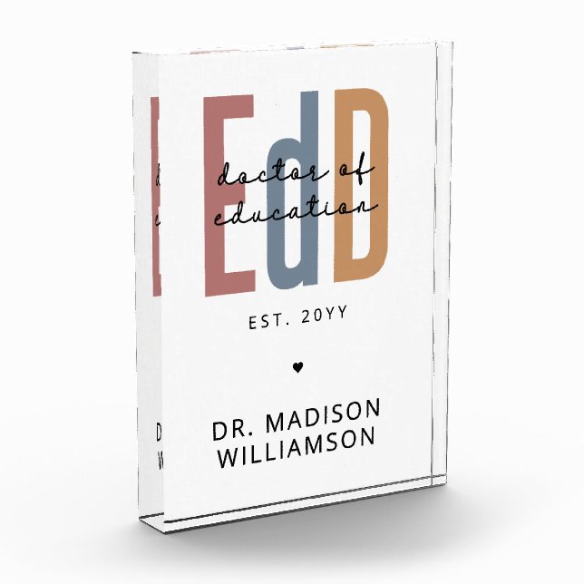 Personalised EdD Doctor Of Education Graduation Photo Block (Left)