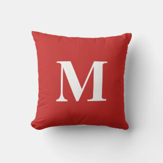 Personalised Editable Colour Monogrammed Red White Cushion
