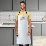 Personalised Editable Colours Elegant Script Mr Apron<br><div class="desc">Personalised Apron that you can add your name featuring the word "Mr" in elegant script against an editable background colour (click the customise button and change background colour). You can even change the strap colour (accessible on the product page itself) to whatever colour you wish. It makes a great gift...</div>