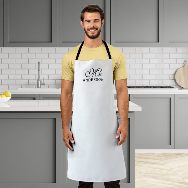 Personalised Editable Colours Elegant Script Mr Apron (Creator Uploaded)