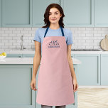 Personalised Editable Colours Elegant Script Mrs Apron<br><div class="desc">Personalised Apron that you can add your name featuring the word "Mrs" in elegant script against an editable background colour (click the customise button and change background colour). You can even change the strap colour (accessible on the product page itself) to whatever colour you wish. It makes a great gift...</div>