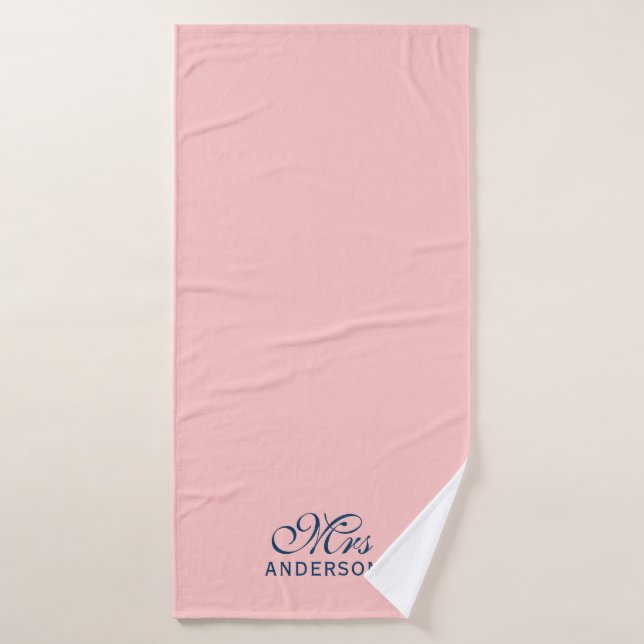 Personalised Editable Colours Elegant Script Mrs Bath Towel Set (Bath Towel)