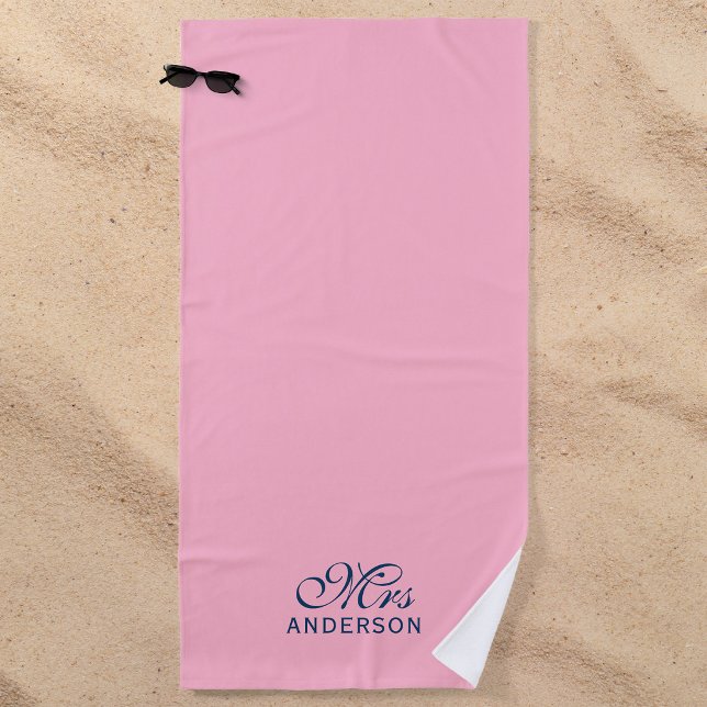 Personalised Editable Colours Elegant Script Mrs Beach Towel (Creator Uploaded)