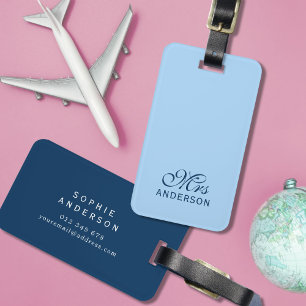 Personalised Editable Colours Elegant Script Mrs Luggage Tag