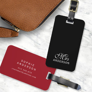 Personalised Editable Colours Elegant Script Mrs Luggage Tag