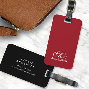 Personalised Editable Colours Elegant Script Mrs Luggage Tag