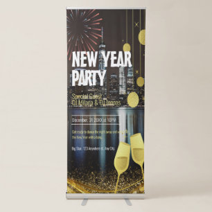Personalised Editable New Year Party Retractable Banner