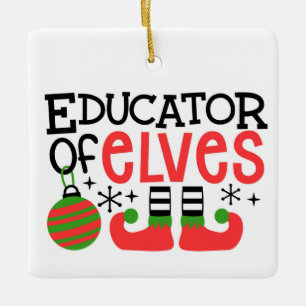 Personalised "Educator of Elves" Christmas Teacher Ceramic Ornament
