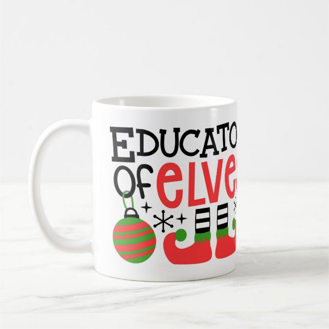 Personalised "Educator of Elves" Christmas Teacher Coffee Mug (Left)
