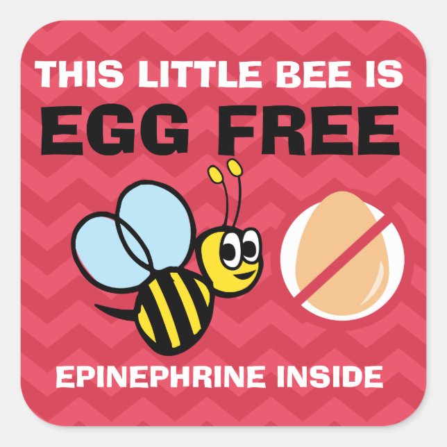 Personalised Egg Free Bumblebee Egg Allergy Alert Square Sticker (Front)