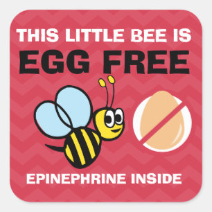 Personalised Egg Free Bumblebee Egg Allergy Alert Square Sticker