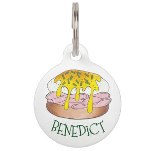 Personalised Eggs Benedict Breakfast Food Diner Pet Tag