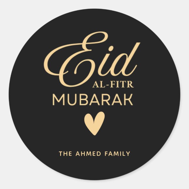 Personalised Eid al-Fitr Mubarak Round Sticker (Front)