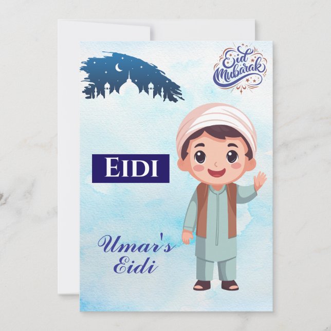 Personalised Eid Mubarak/Eid Greeting For Kids Invitation (Front)