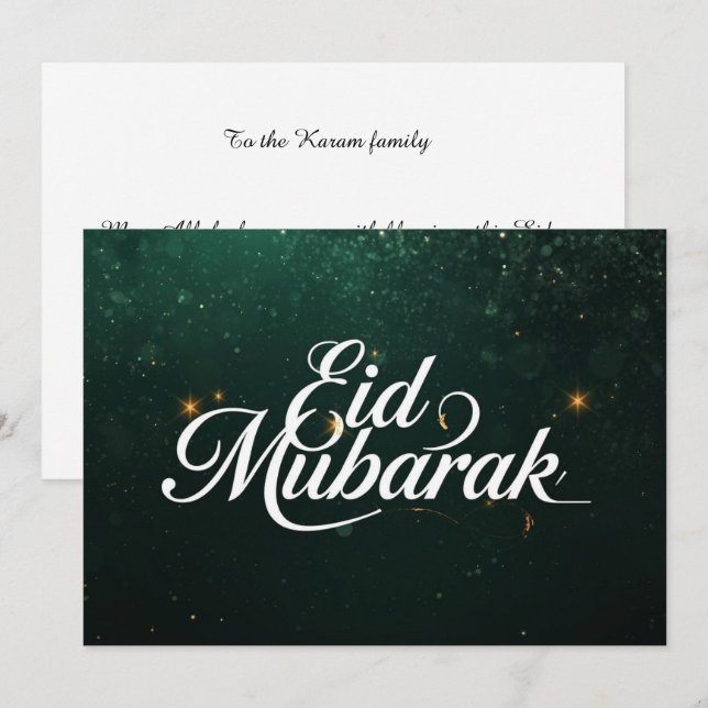 Personalised Eid Mubarak Elegant Modern card (Front/Back)
