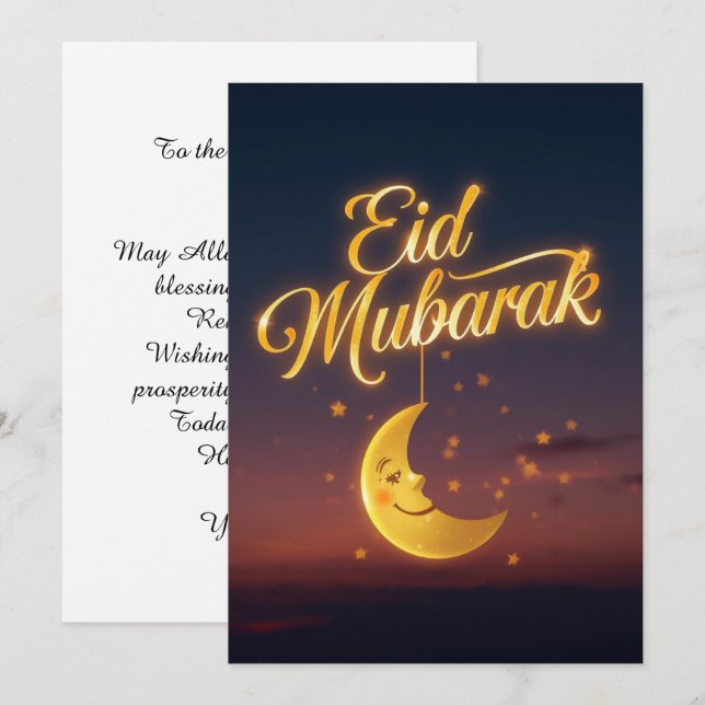 Personalised Eid Mubarak Greeting card (Front/Back)