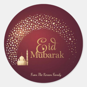 Personalised Eid Mubarak Muslim Classic Round Sticker