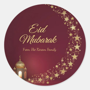 Personalised Eid Mubarak Muslim Classic Round Sticker