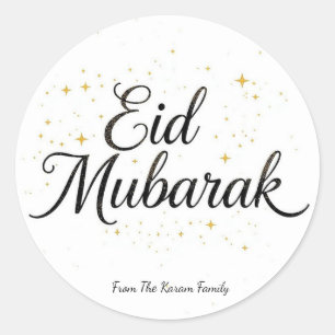 Personalised Eid Mubarak Muslim modern Classic  Round Sticker