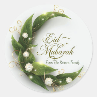 Personalised Eid Mubarak Muslim modern Classic  Round Sticker