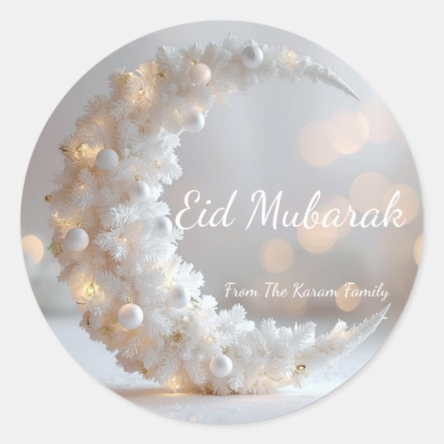 Personalised Eid Mubarak Muslim modern  Classic Round Sticker (Front)