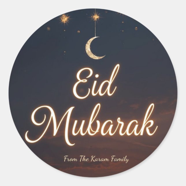 Personalised Eid Mubarak Muslim Stickers Gifts (Front)