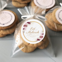 Personalised Eid Mubarak Pink Flower Sticker