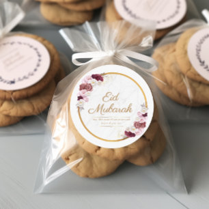 Personalised Eid Mubarak Pink Flower Sticker