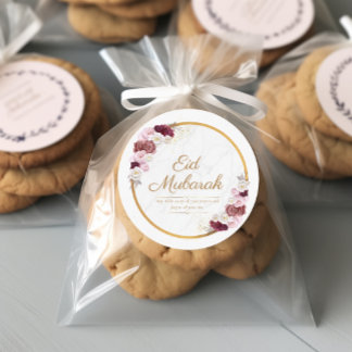 Personalised Eid Mubarak Pink Flower Sticker