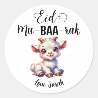 Personalised Eid Mubarak Round Goat Stickers