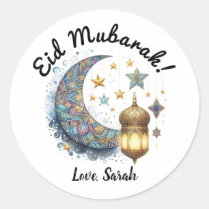 Personalised Eid Mubarak Round Stickers