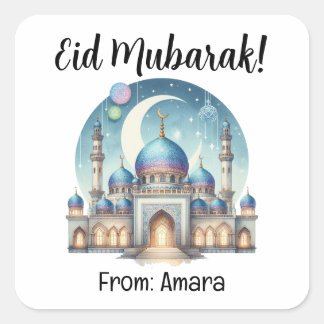 Personalised Eid Mubarak Square Stickers