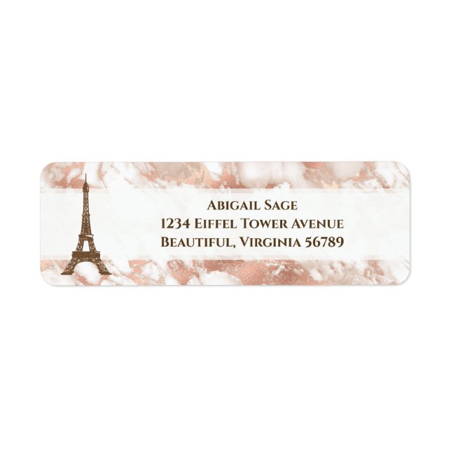 Personalised Eiffel Tower White, Rose Gold Marble (Front)