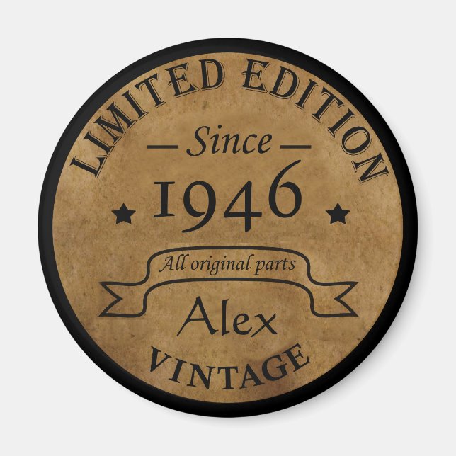 Personalised eighty five vintage 85th birthday magnet (Front)