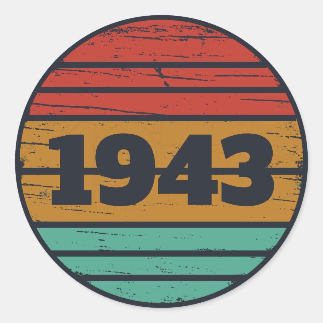 Personalised eighty vintage 80th birthday classic round sticker (Front)