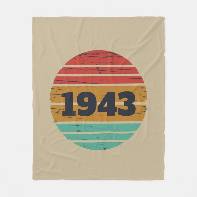 Personalised eighty vintage 80th birthday fleece blanket (Front)