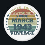Personalised eighty vintage 80th birthday magnet<br><div class="desc">Add some originality to your wardrobe with this vintage birthday graphic design featuring awesome typography font lettering. It's a great gift idea for men,  women,  husbands,  wives,  grandma,  and grandpa who will love this one-of-a-kind artwork. Perfect for a fun holiday present at your birthday party.</div>