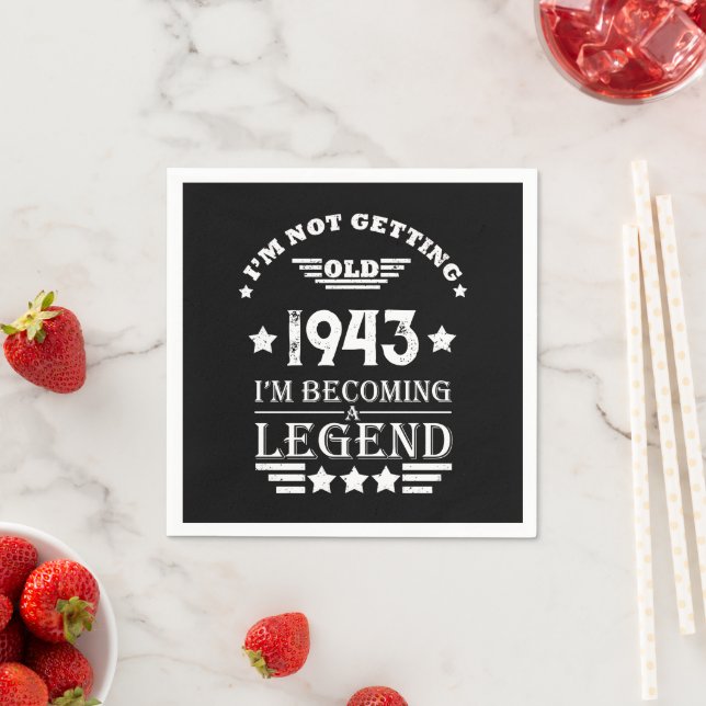 Personalised eighty vintage 80th birthday napkin (Insitu)