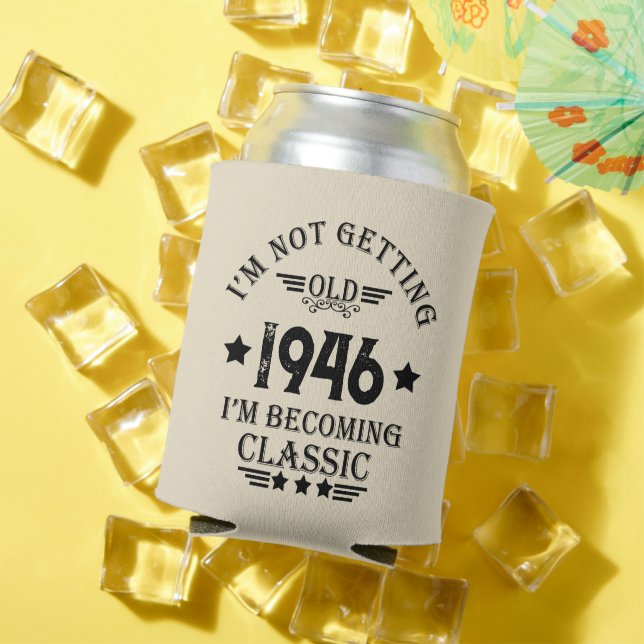 Personalised eighty vintage 80th birthday party can cooler (In Situ Summer)