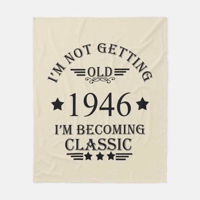 Personalised eighty vintage 80th birthday party fleece blanket (Front)
