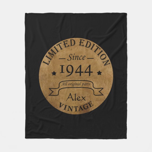 Personalised eighty vintage 80th birthday party fleece blanket (Front)