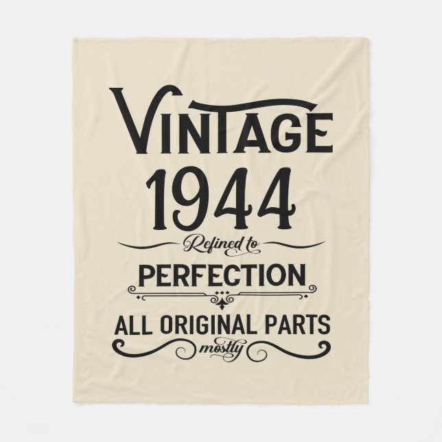 Personalised eighty vintage 80th birthday party fleece blanket (Front)