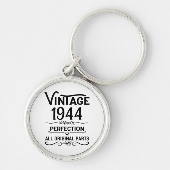 Personalised eighty vintage 80th birthday party key ring (Front)