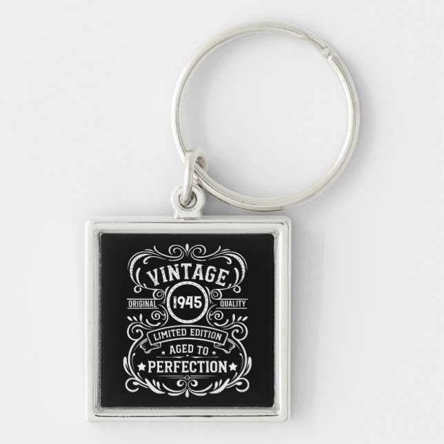 Personalised eighty vintage 80th birthday party key ring (Front)
