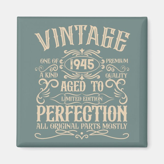 Personalised eighty vintage 80th birthday party magnet (Front)