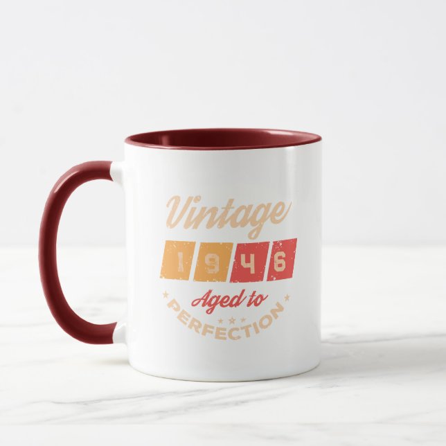 Personalised eighty vintage 80th birthday party mug (Left)