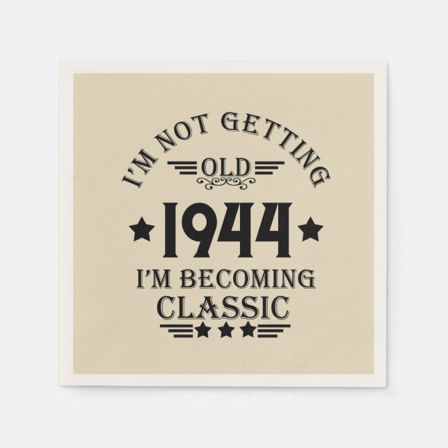 Personalised eighty vintage 80th birthday party napkin (Front)