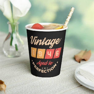Personalised eighty vintage 80th birthday party paper cups