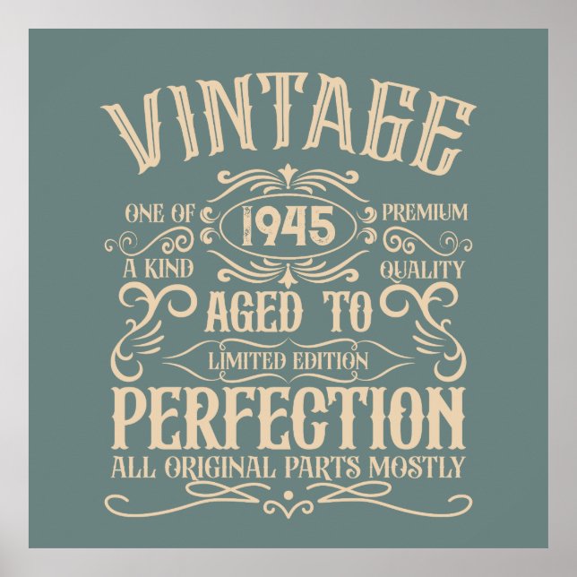 Personalised eighty vintage 80th birthday party poster (Front)