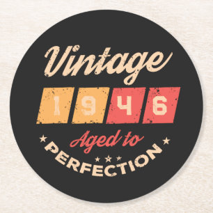 Personalised eighty vintage 80th birthday party round paper coaster